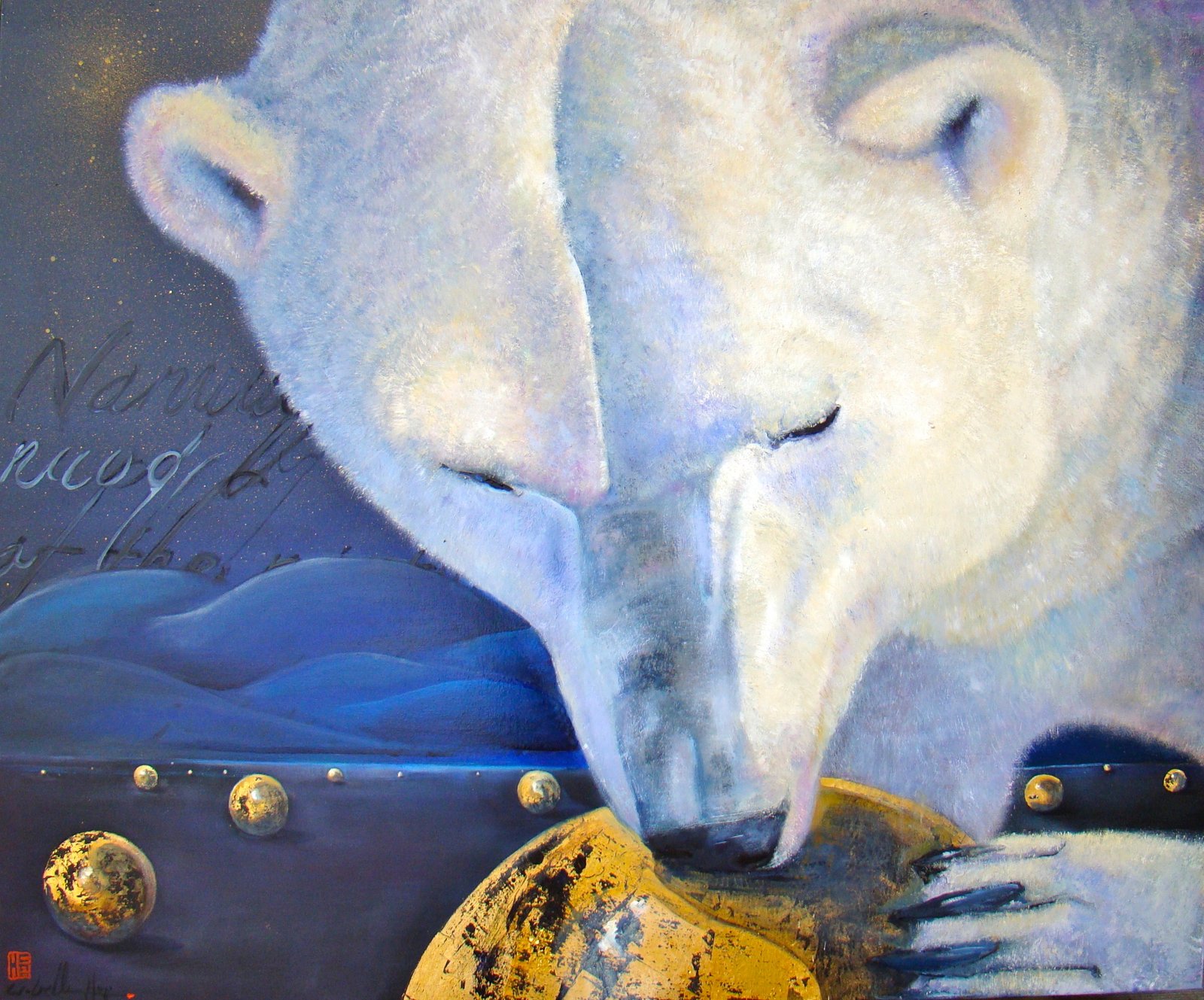 GOLDEN PLANETS, gesso, oil & mixte