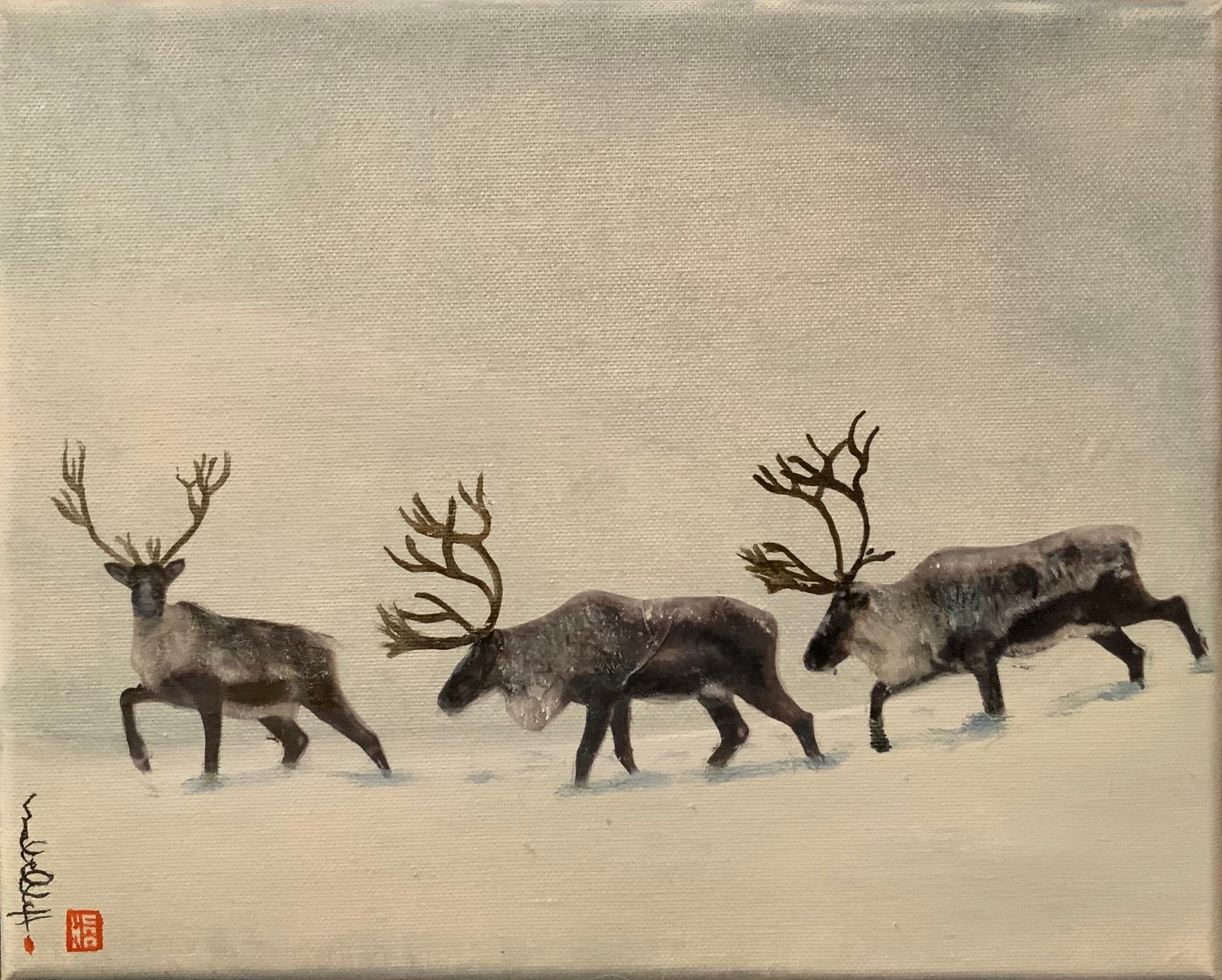 NEIGE, gesso, oil , paper