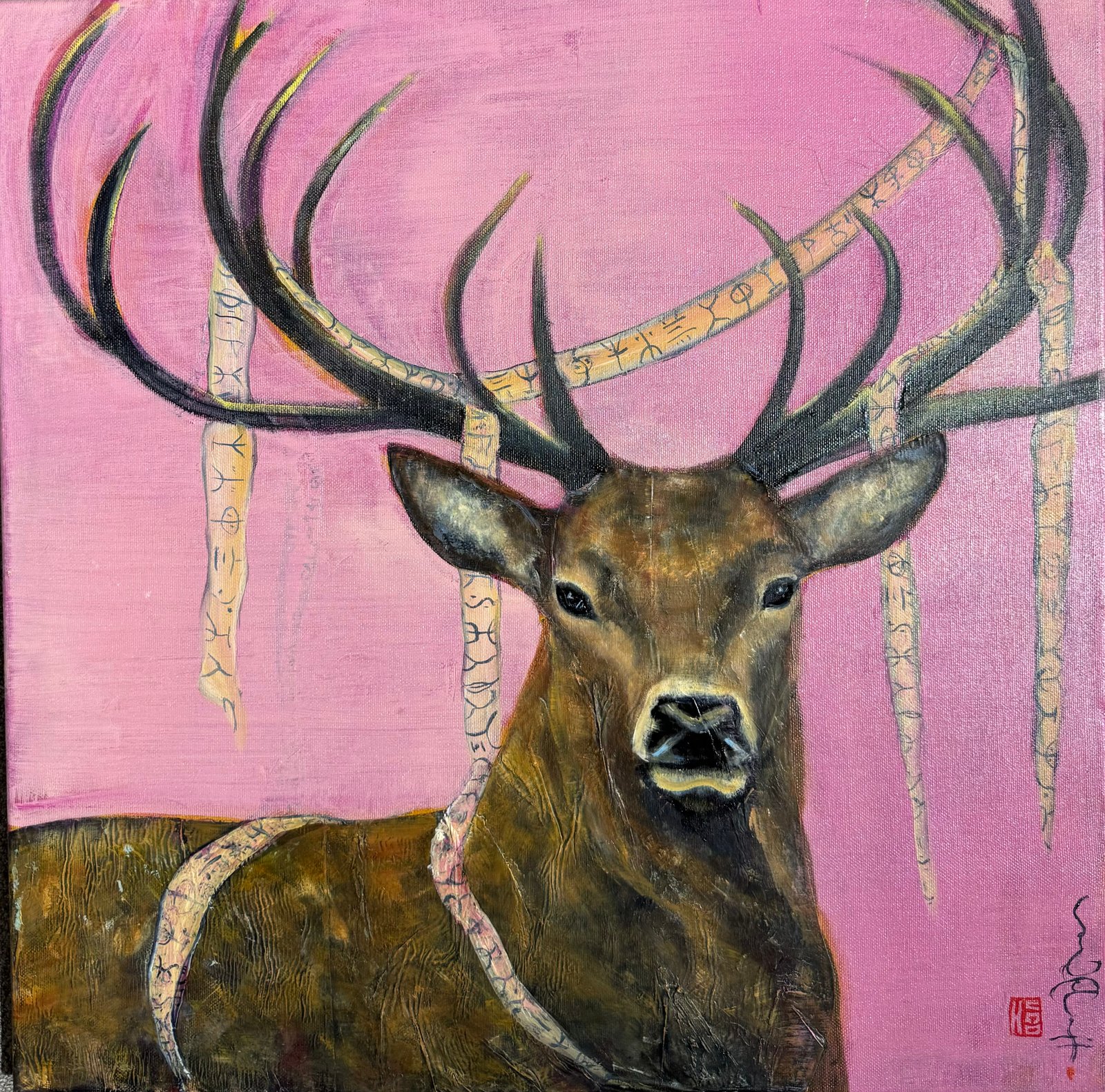 LE CERF, gesso, oil & mixte