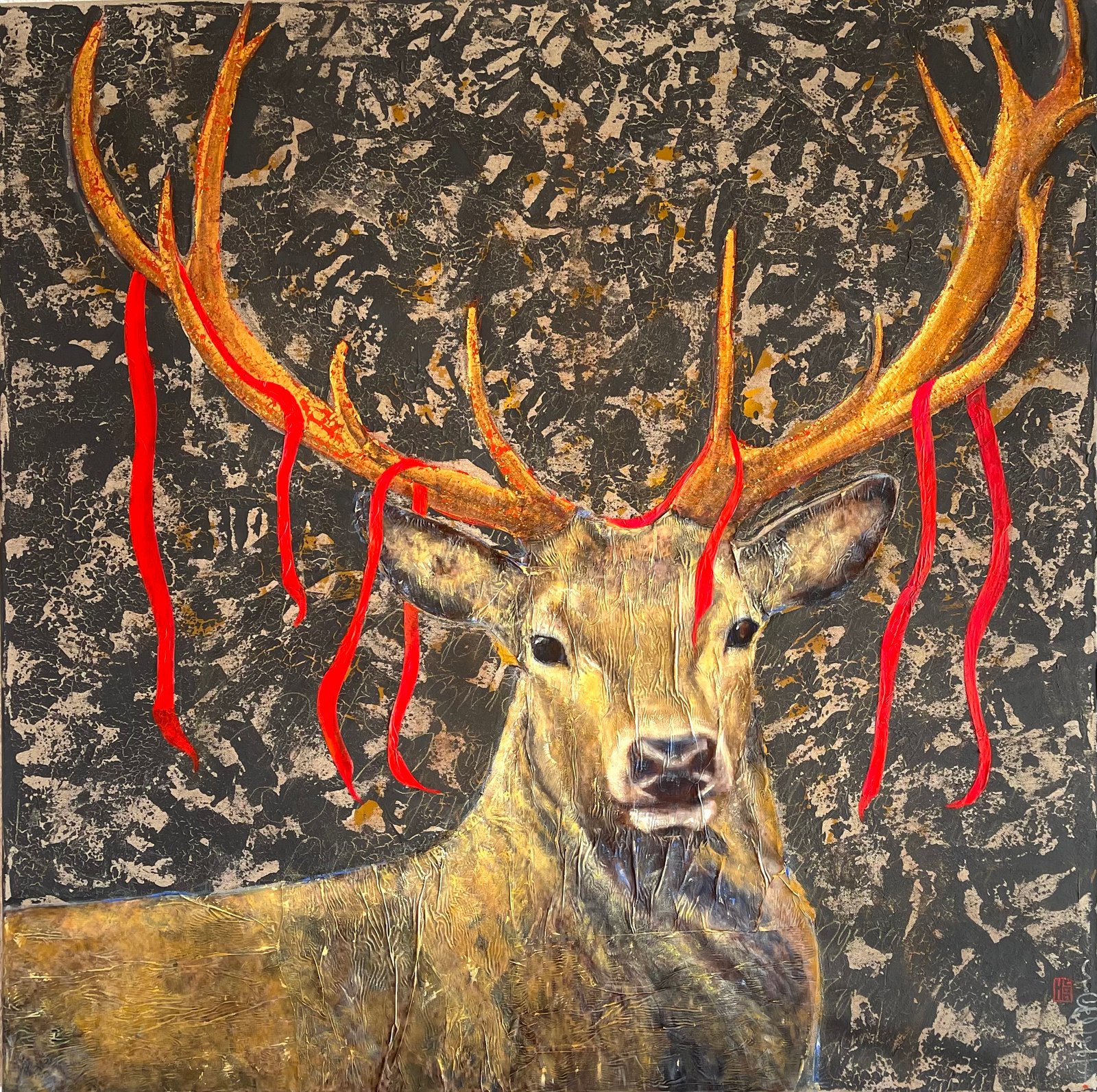 RIBBONS, gesso, oil , paper