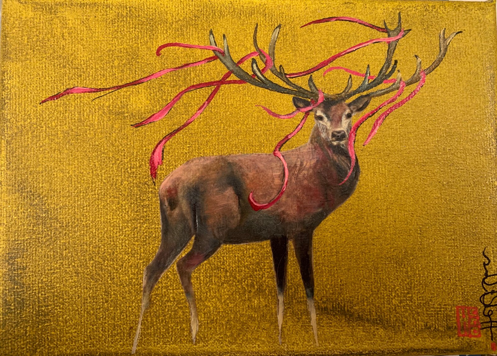 RIBBONS IN THE WIND, gesso, oil & mixte