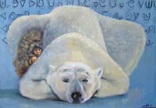 INUKTITUT BEAR, gesso, oil & mixte