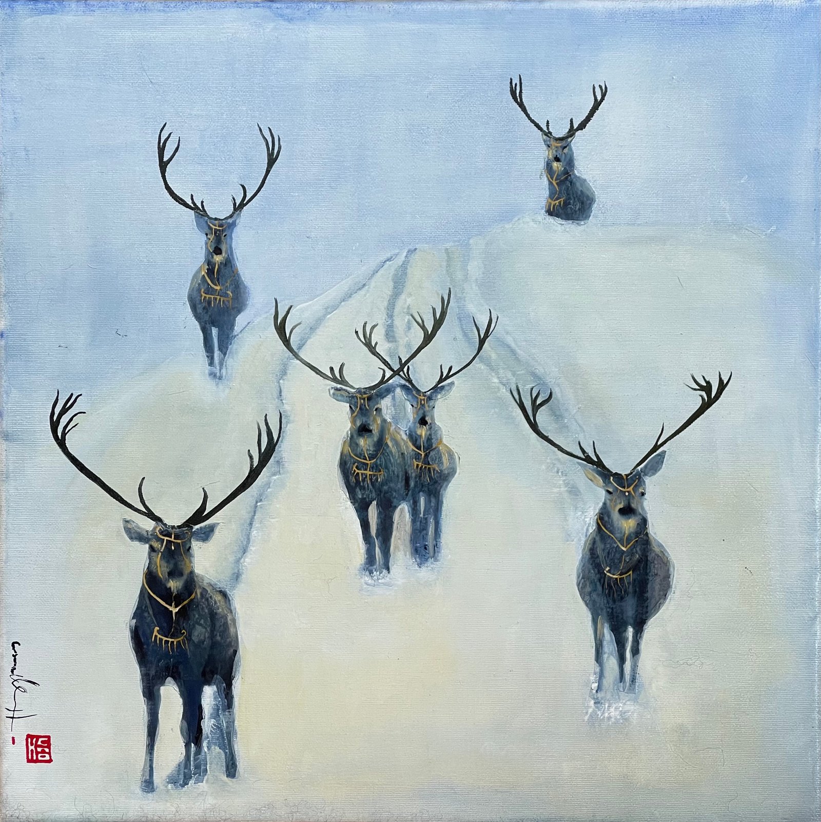 NEIGE I, gesso, oil , acrylic, paper