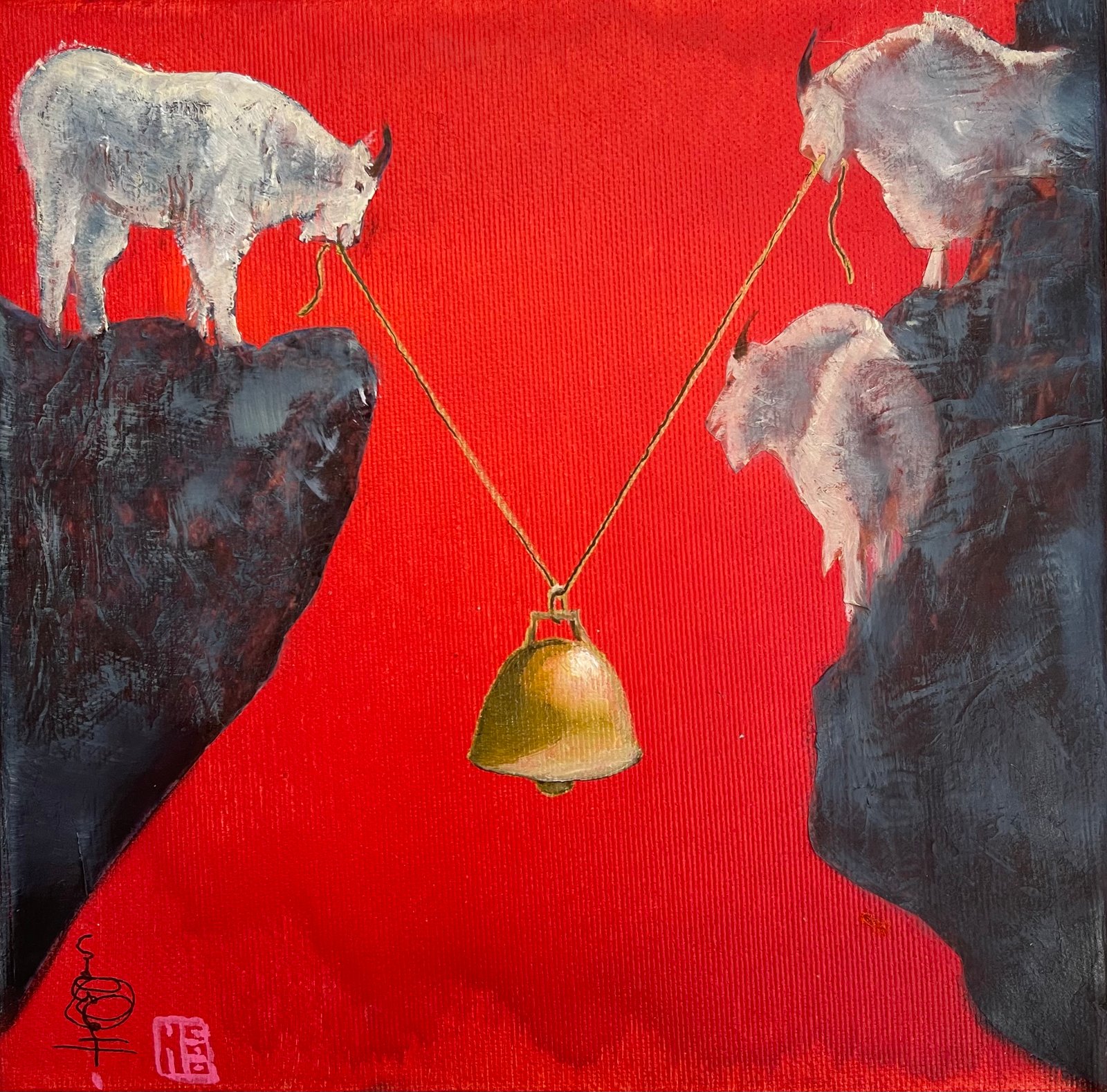 THE BELL, gesso, oil ,paper