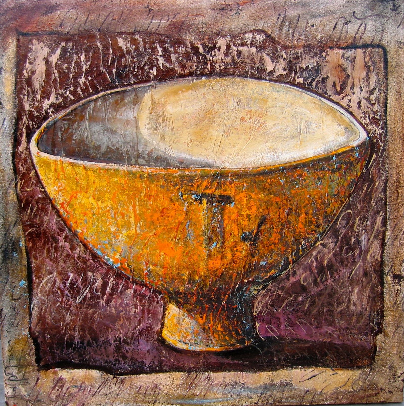BOWL, gesso, oil & mixte