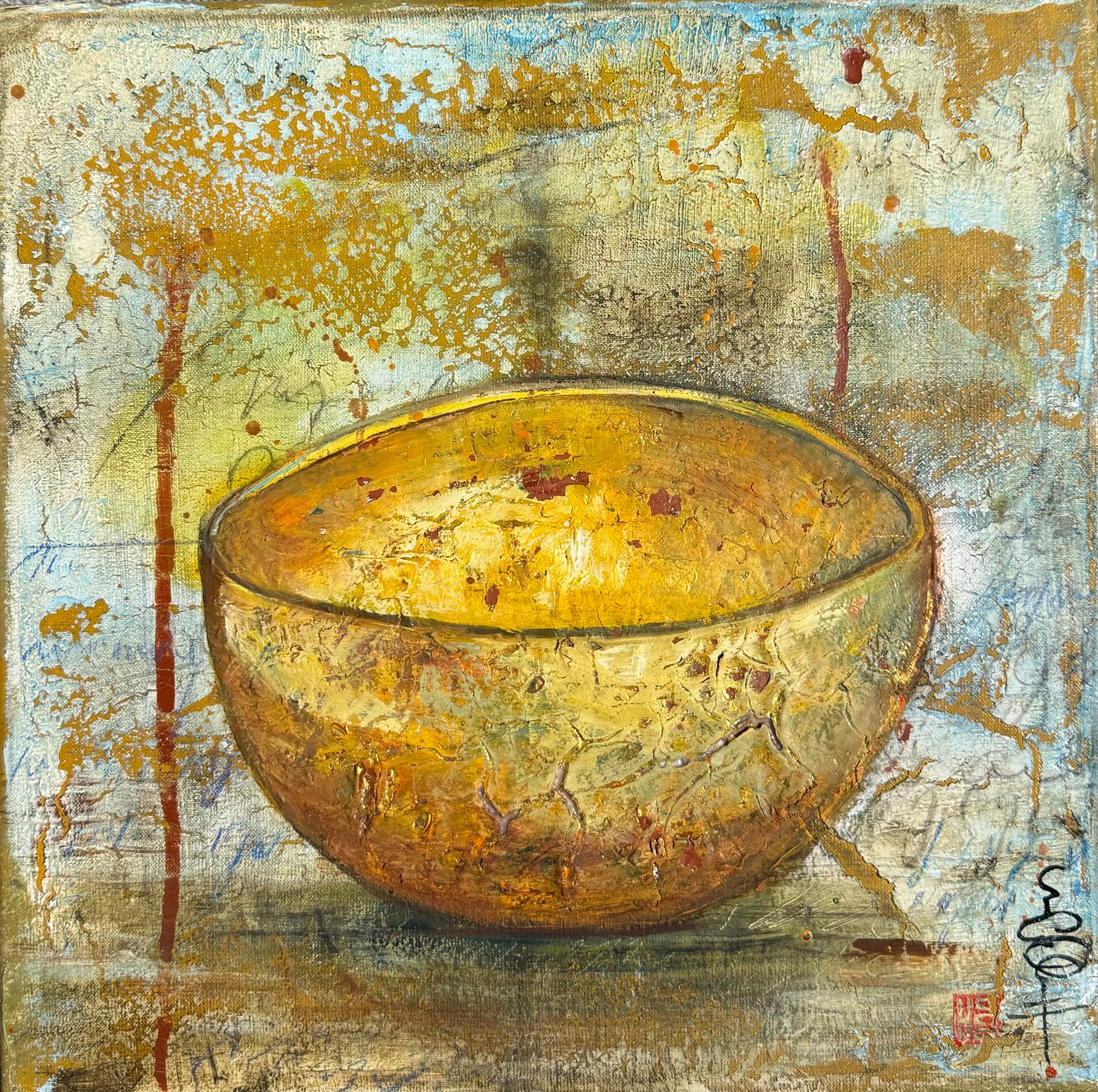 BOL DORÉ II, gesso, oil & mixte