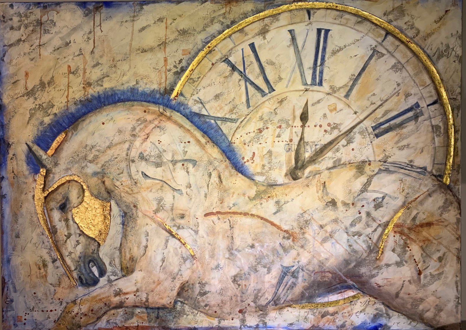 TIME CARIER, gesso, oil & mixte, gold leafs