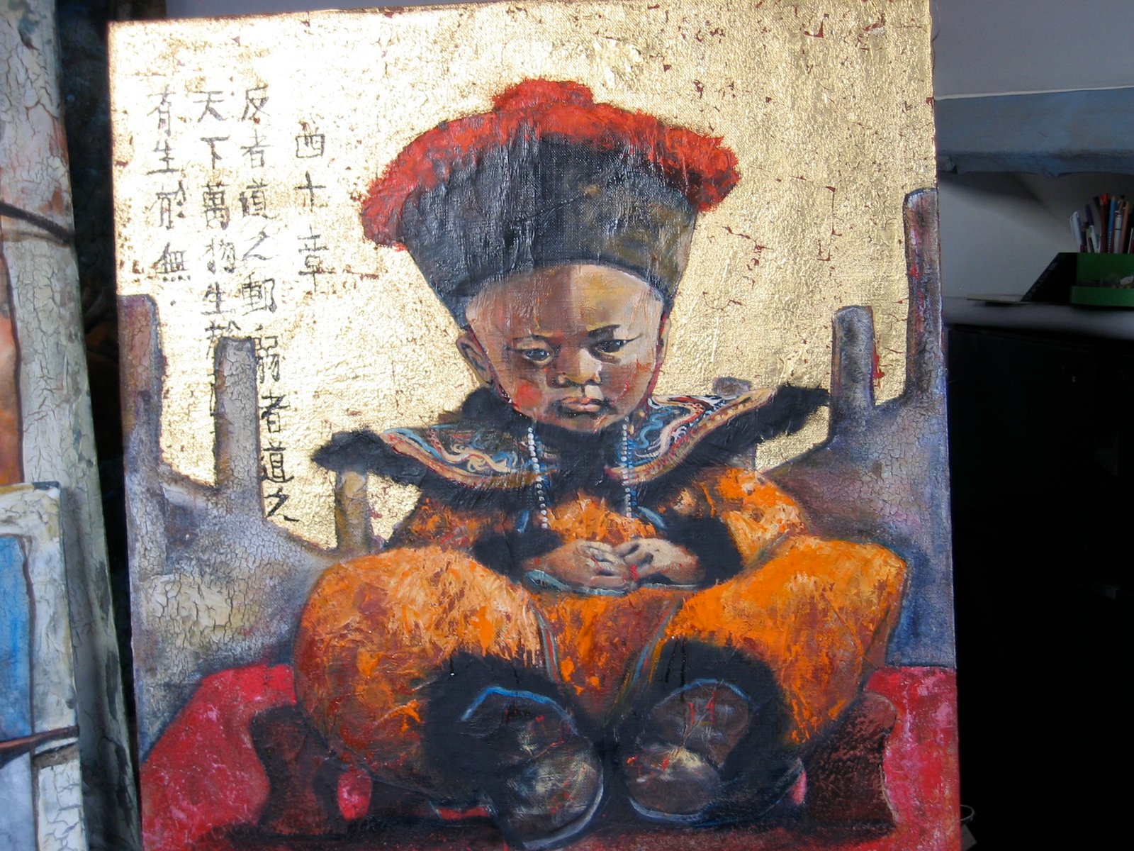 P'U YI, gesso, oil & mixte
