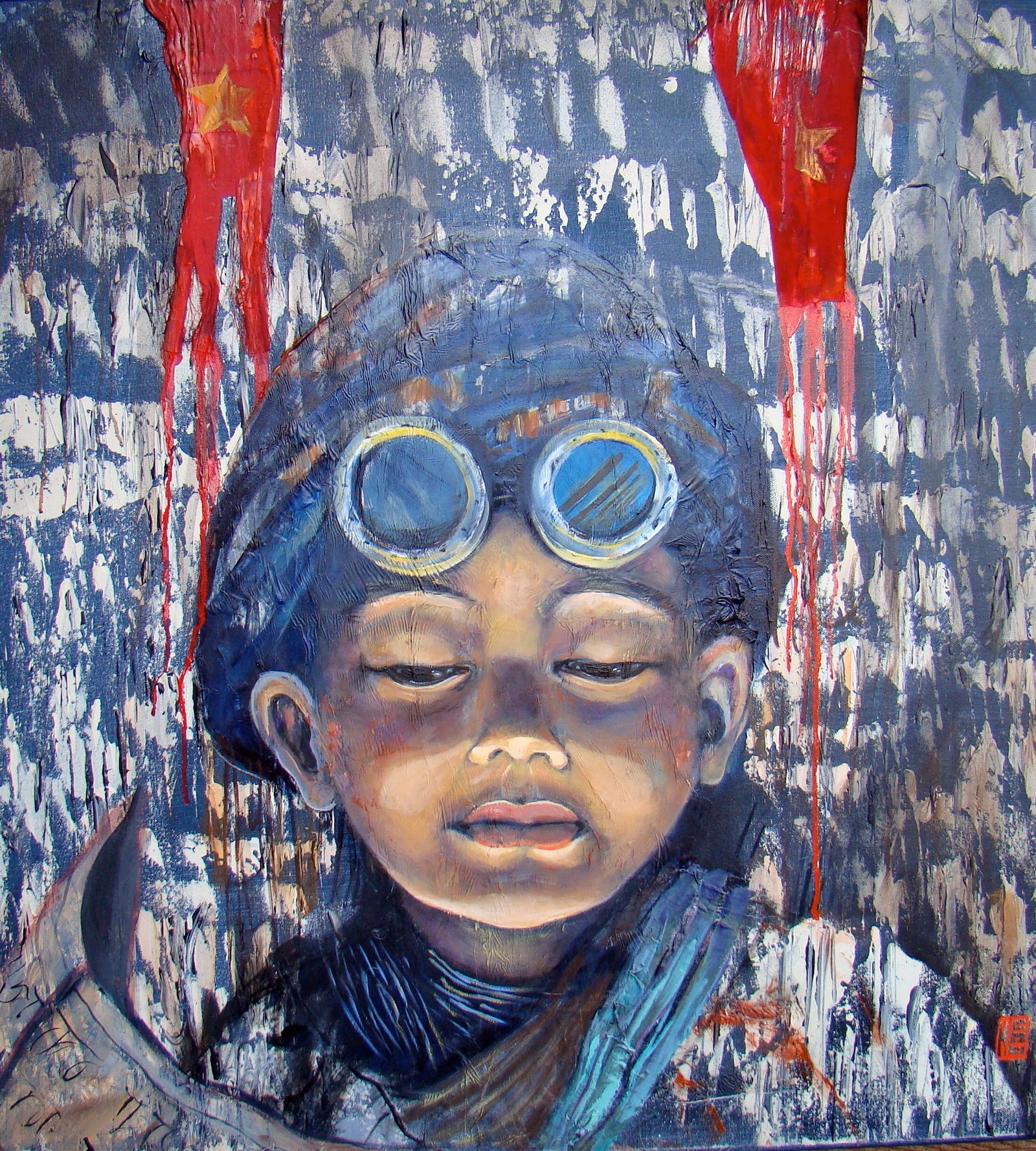AKANE I, gesso, oil & mixte