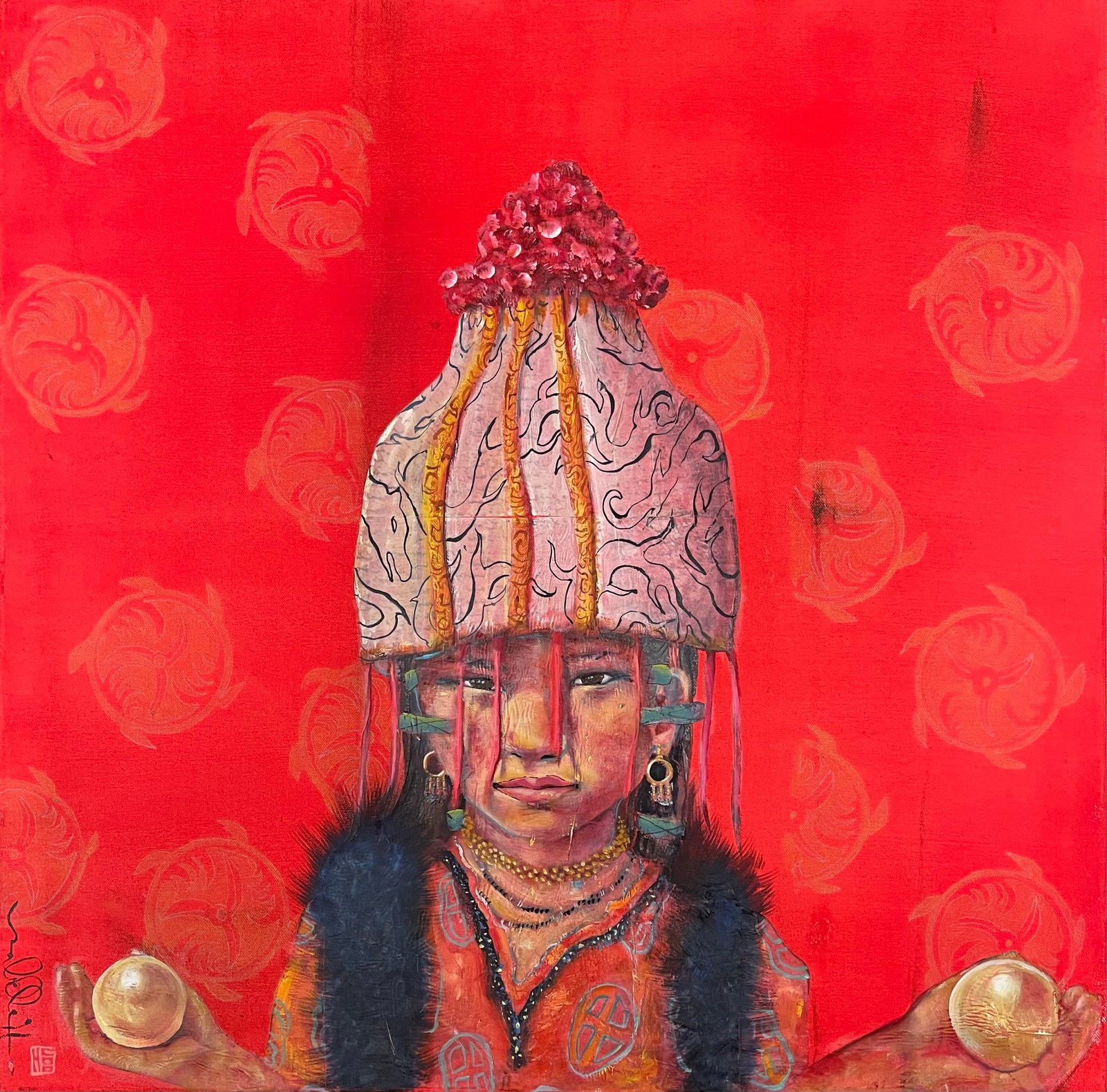 NALA, gesso, oil & mixte