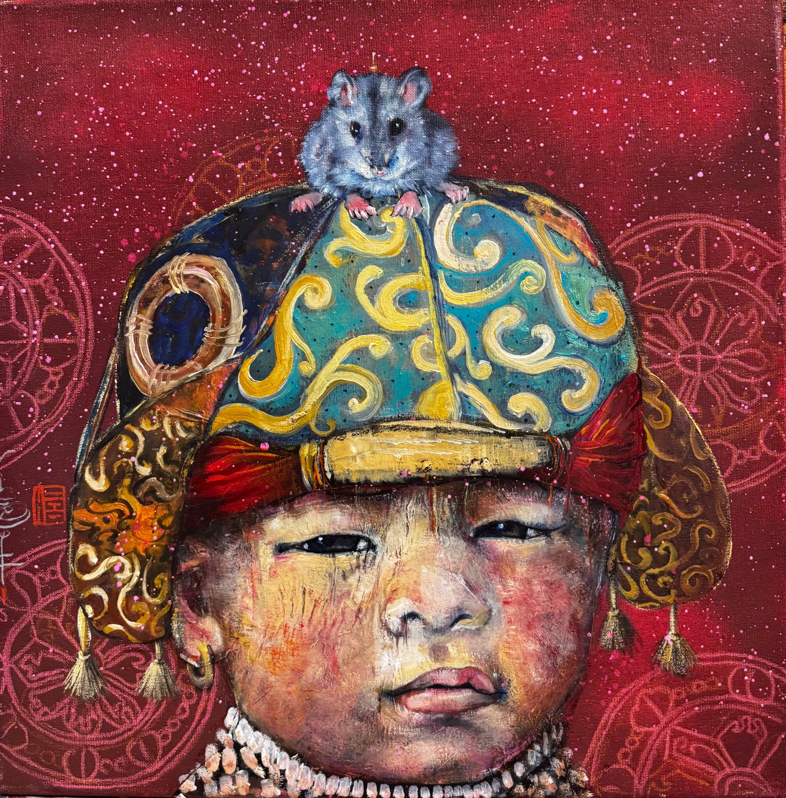HOSHI, gesso, oil , paper, acrylic